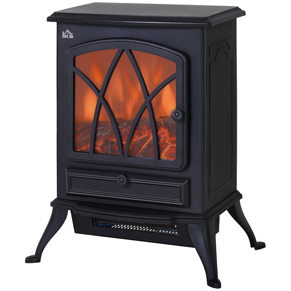 prezzo Camino Elettrico da Terra Effetto Fiamma in Stile Retrò Termostato 1000-2000W Nero