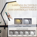 Lampada da Scrivania LED Dimmerabile con Morsetto e Braccio Regolabile Nero      