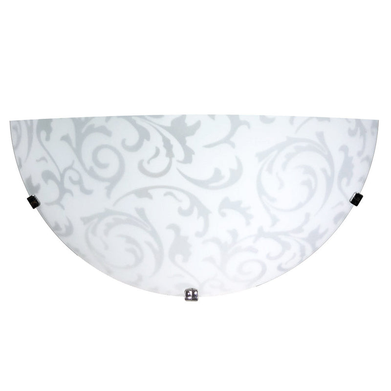 Applique 1xE27 Ganci Cromo Vetro Lastra Bianco Decorato Damasco E-Energy Michela