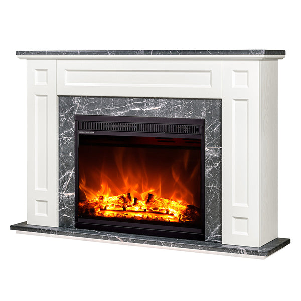 acquista Camino Elettrico da Pavimento 78x115x27 cm Effetto Fiamma 1500W Frida & Lorance Ivory/dark gray