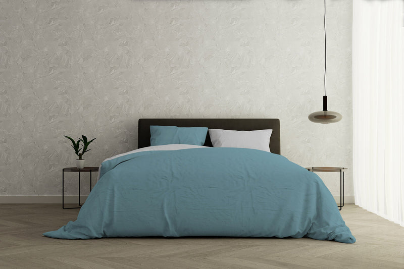 Copripiumino con Sacco e Federe Doubleface Ottanio\/Grigio Chiaro