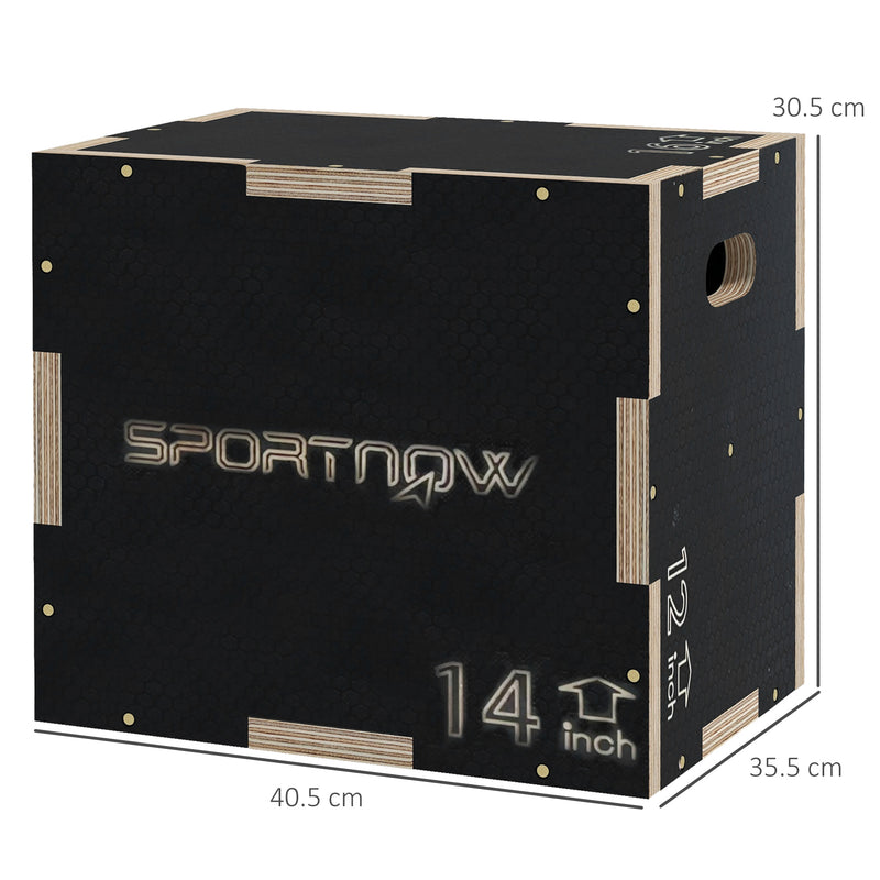 Box Jump Pliometrico a 3 Altezze 41-36-31 cm in Legno Antiscivolo Nero  