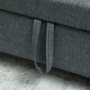 Divano 2 Posti 135x72x84 cm con Spazio Portaoggetti e Cuscini in Tessuto Effetto Lino e Legno Grigio Scuro      