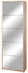 Schuhschrank 5 Türen mit Spiegel 63x190x29 cm Eiche natur