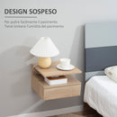 Set 2 Comodini Sospesi 1 Cassetto 1 Ripiano 35x32x22,5 cm in Legno Truciolare Rovere