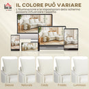 Divano Angolare 3 Posti Modulare 212x125x84 cm con Contenitore Poggiapiedi e Cuscini in Tessuto Effetto Pelle Traspirante Crema      