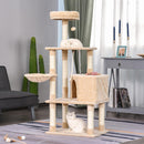 Tiragraffi con Cuccia e Cestino sospeso per Gatti 60x45x134 cm in Peluche Sisal  Beige
