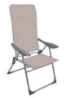 Set 4 Sedie a Sdraio Reclinabili Pieghevoli 59x64x108 cm in Alluminio e Textilene Tortora