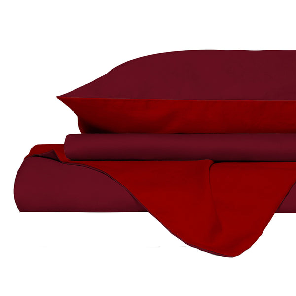 acquista Copripiumino con Sacco e Federe in Tinta Unita Double Face Linea Vera Bordeaux e Rosso