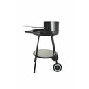 Barbecue a Carbone Carbonella Rotondo Ø51x84,5 cm con Vassoio in Acciaio al Carbonio Nero      