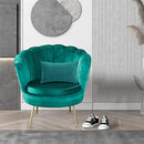 Poltrona a Conchiglia 78x73x78 cm in Velluto Vintage Piedi Oro Sofia Verde