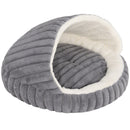 Letto per Gatti Fino a 5 kg Rotondo Semichiuso 50x50x32 cm con Cuscino Lavabile in Peluche Effetto Coniglio Grigio      