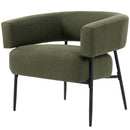 Poltrona Salotto Imbottita 77x67x72 cm con Seduta Ampia e Profonda e Schienale Curvo in Tessuto Effetto Lino Verde Scuro      