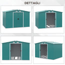 Casetta Box da Giardino 260x206x179 cm in Acciaio Verde