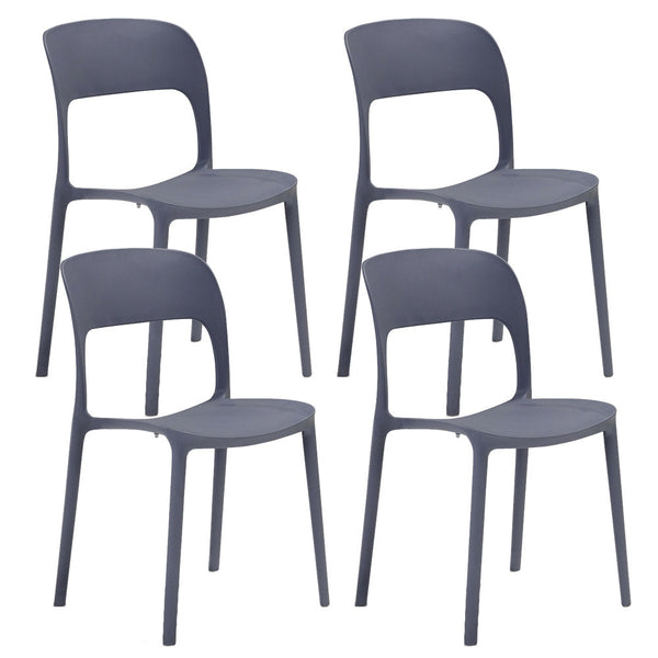 online Set mit 4 stapelbaren Stühlen 85 x 45 x 56 cm aus Polypropylen und Fiberglas Kate Asphalt Grey