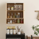 Armadietto Bagno a Parete 60x18x70 cm con Ripiano a Giorno Ante Decorate e Piano Effetto Marmo in MDF Rovere      