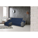 Copridivano Trapuntato in Microfibra con Penisola Sinistra Blu Scuro