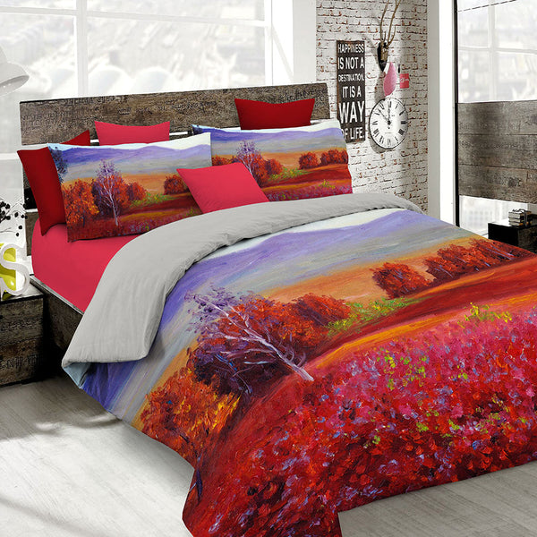 Bettbezug mit Aufdruck auf der Doppeltasche und den Kissenbezügen prezzo