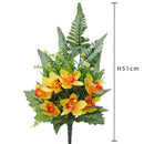 Set 4 Bouquet Artificiali Frontale di Orchidee Altezza 51 cm Giallo