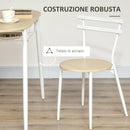 Set Tavolo e 2 Sedie  da Giardino in MDF e Acciaio Bianco e Legno