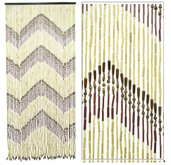 sconto Fadenvorhang für Fliegengitter 90x215 cm in Holz und Bambus Zickzack