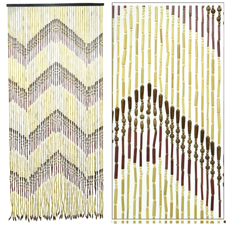 Tenda a Fili per Porta Antimosche 90x215 cm in Legno e Bambù Zig Zag