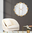 Orologio Glam Butterfly Ø75x4,5 Specchio Ø64 cm in Ferro Oro
