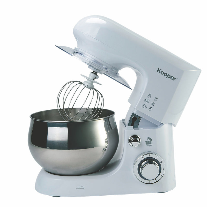 Impastatrice Planetaria 5 Litri 6 Velocità 1300W Ciotola in Acciaio Kooper Atena Bianca