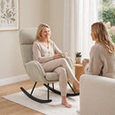 Sedia a Dondolo 67,5x94x106 cm con Schienale Alto Seduta Ampia e Gambe in Legno in Velluto a Coste Beige      
