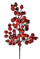 Set 12 Rametto con Rose Selvatiche H36 cm Rosso