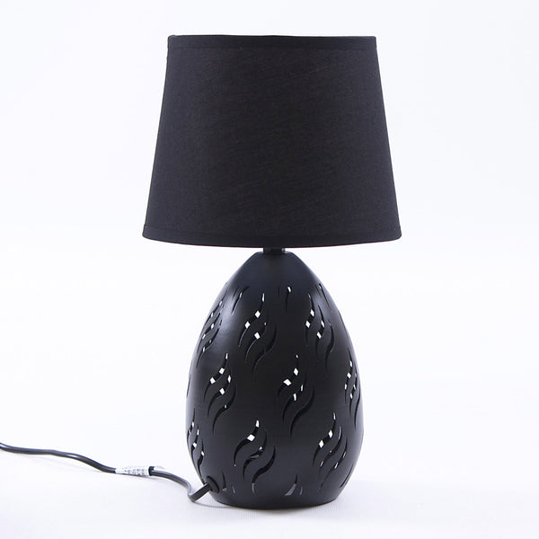 Lampada da Tavolo Ø18xH31 cm in Metallo Bombata Nera sconto
