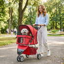 Passeggino per Cani Piccoli Pieghevole 77x44x102 cm con Portabicchieri e Cestino Portaoggetti in Tessuto Oxford Rosso      