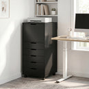 Mobile Archivio Porta Stampante 48x40x100 cm con 5 Cassetti e Ruote in Truciolato e Acciaio Nero      