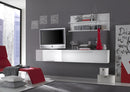 Parete Attrezzata Mobili Salotto Mobile TV e Doppia Mensola 210x36x200cm TFT  Primo Bianco Lucido