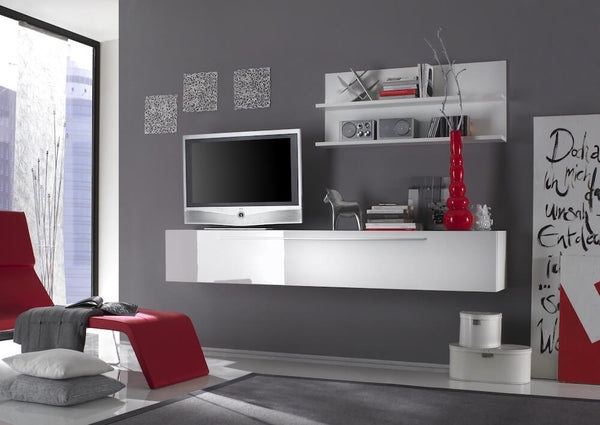 acquista Ausgestattete Wand Wohnzimmermöbel TV-Schrank und Doppelregal 210 x 36 x 200 cm TFT Primo glänzend weiß