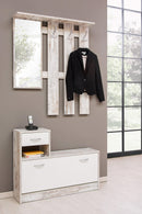 Mobile Ingresso Appendiabiti con Specchiera e Scarpiera in Truciolato Alfred Legno Shabby e Bianco