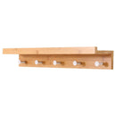 Mensola con 5 ganci 61x12x10 cm appendiabiti asciugamani in legno di bambù da parete