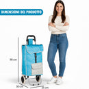 Carrello per la Spesa Zeus Trolley con Rivestimento Termico 35x30x90 cm e Ruote Azzurro      