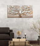 Dipinto Alluminio Albero 120x3,8x60 cm in Legno di Pino Metallo e Canvas