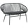 Divano da Giardino 2 Posti 132x72x83 cm con Cuscini e Braccioli in Rattan PE e Acciaio Nero