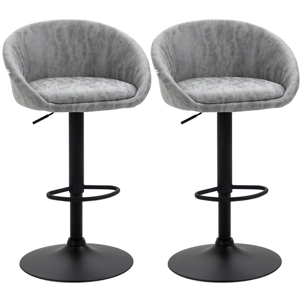 online Set 2 Sgabelli da Bar 57x50x84-104 cm Seduta in Similpelle Grigio Chiaro
