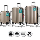 Set 3 Valigie Trolley Rigide da Viaggio Easy Roll Angoli Rinfornzati in ABS Champagne  