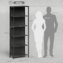 Libreria Scaffale in Stile Industriale 60x30x179 cm a 5 Ripiani con Illuminazione LED, in Metallo e Legno Nero      