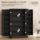 Armadio da Cucina 60x30x104 cm con 5 Ripiani Centrali e 2 Ripiani Laterali a 6 Livelli in MDF Nero      