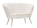 Divanetto Vienna Crema 130x74x84 cm Spugna e Tessuto e Metallo Bianco e Oro