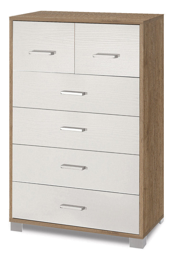 prezzo Cassettiera 4+2 Cassetti 70x112x41 cm Noce Stelvio/Bianco Fiammato