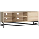 Mobile TV max 60" con 4 Ripiani e Armadietto a 2 Livelli 140x40x55,3 cm in MDF e  Acciaio