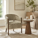 Poltrona da Camera 71x63,5x78,5 cm con Struttura e Gambe in Legno Massello Rivestita in Ciniglia Marrone Chiaro      