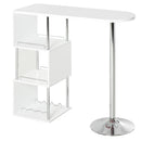 Tavolo Alto da Bar 113x40x105 cm con Mensole e Portabottiglie  Bianco