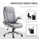 Sedia Poltrona Presidenziale da Ufficio 69,5x76x113-121 cm in Similpelle Grigia